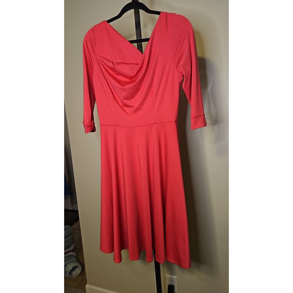 Black Halo Jackie O Swing Dress Red Pop Small NWT | Draped Jersey Fit & Flare - Picture 6 of 6